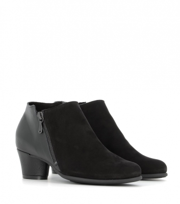 low rise black ankle boots